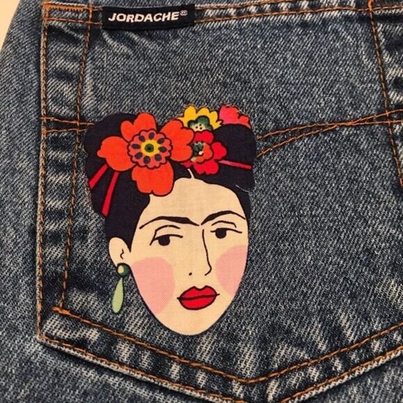 Vintage Jordache Frida Kahlo High Rise Mom Jeans Blue Artist Artsy Painter Sz 28 - Picture 6 of 14